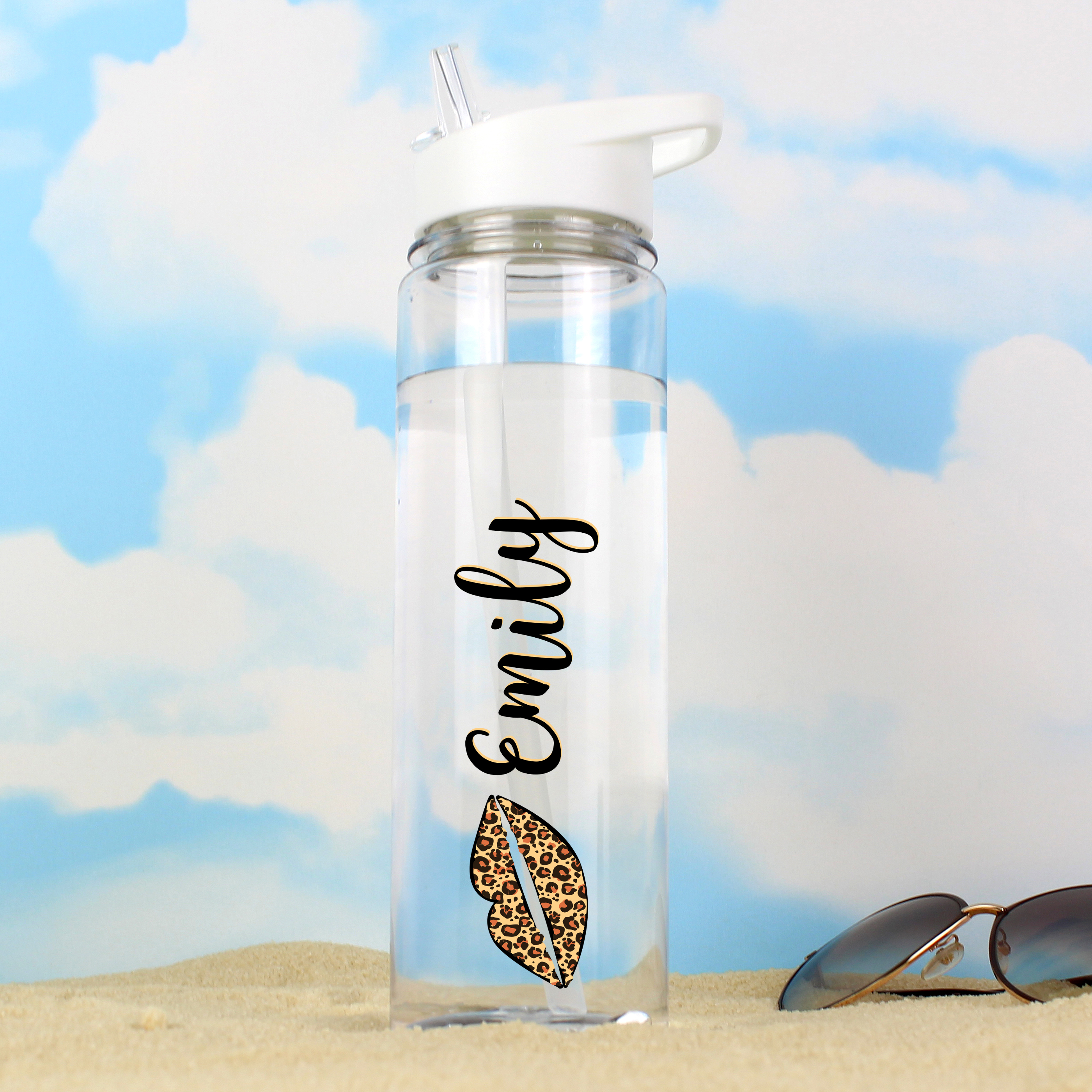 Personalised Leopard Lips Water Bottle - 750ml