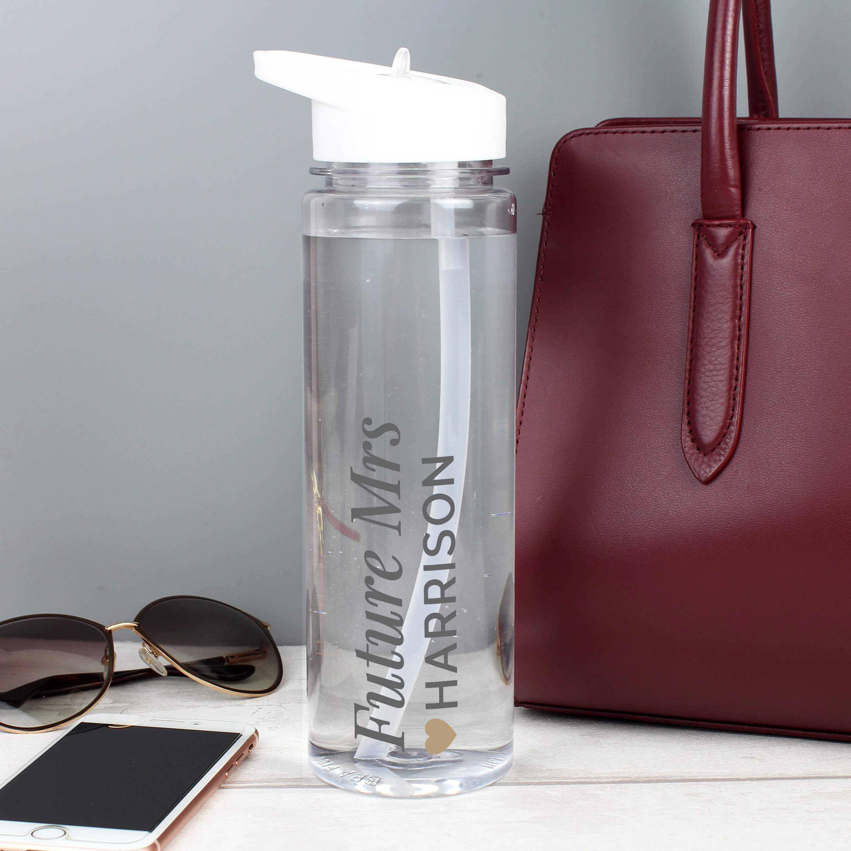 Personalised Gold Heart Water Bottle | 750ml